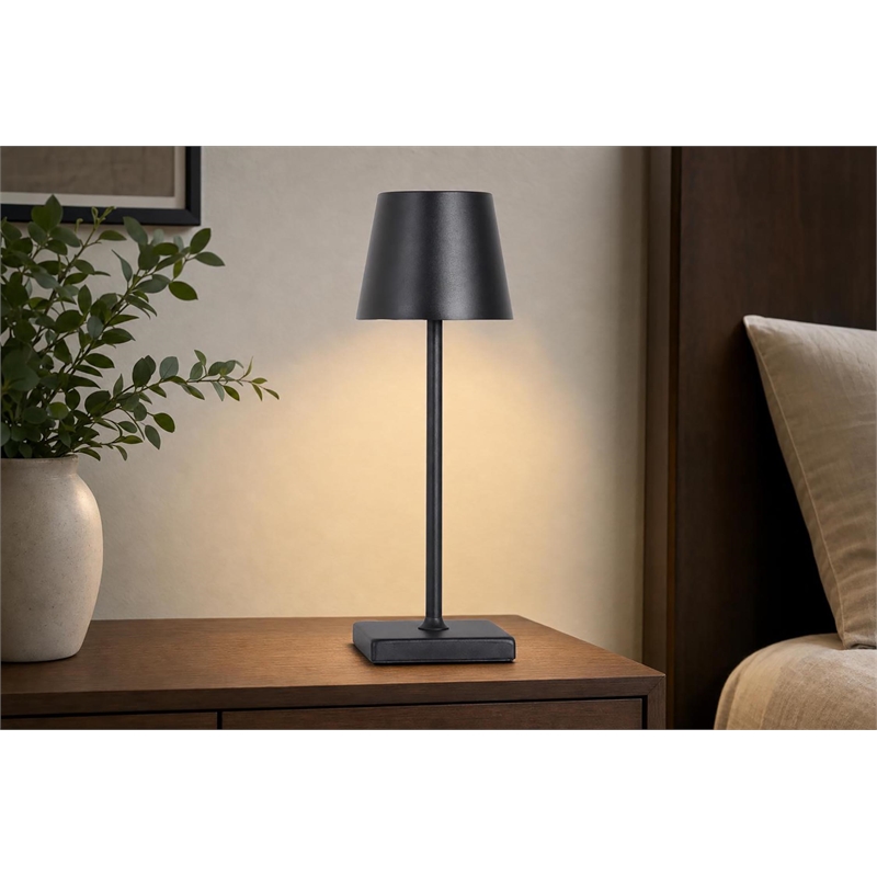 Eclipse Aura Rechargeable LED Metal Table Lamp - Black - Set of 2