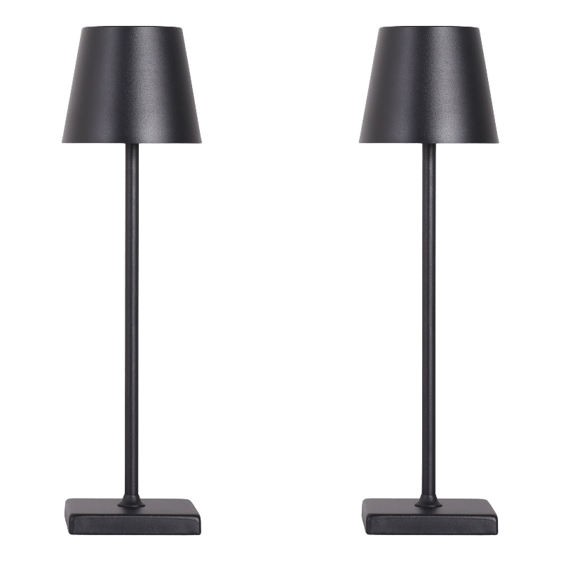 Eclipse Aura Rechargeable LED Metal Table Lamp - Black - Set of 2