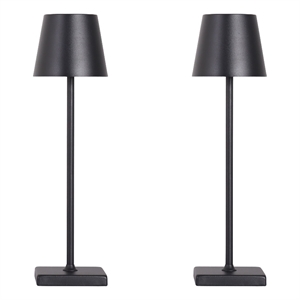 Eclipse Aura Rechargeable LED Metal Table Lamp - Black - Set of 2