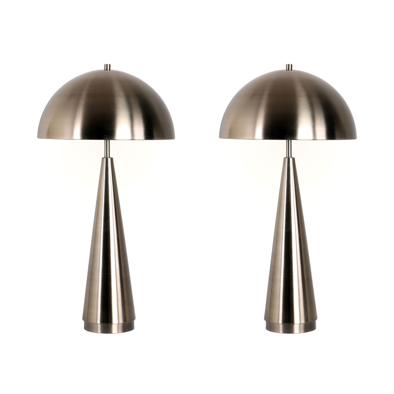 Brass Taper Metal Table Lamp - Antique Brass - Set of 2 - Contemporary