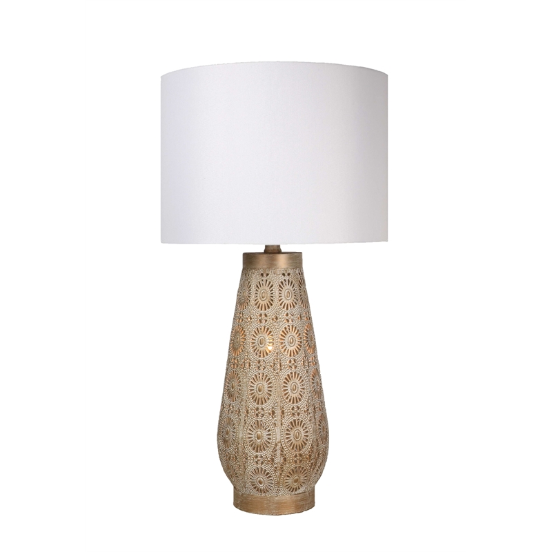 Celestial Carve Laser Cut Metal Table Lamp with Night Light - Contemporary