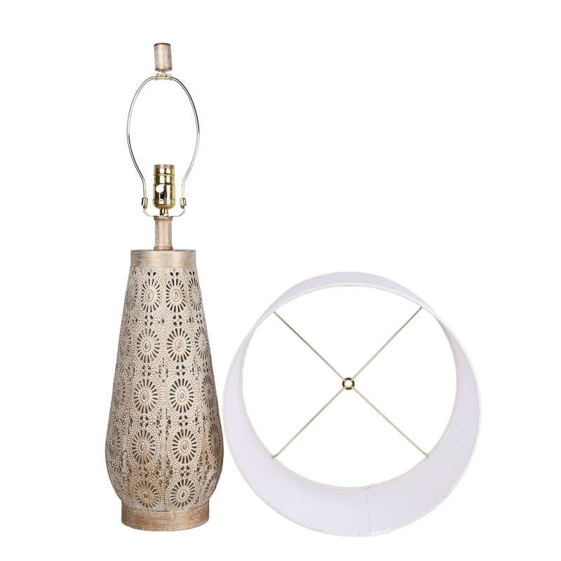 Celestial Carve Laser Cut Metal Table Lamp with Night Light - Contemporary
