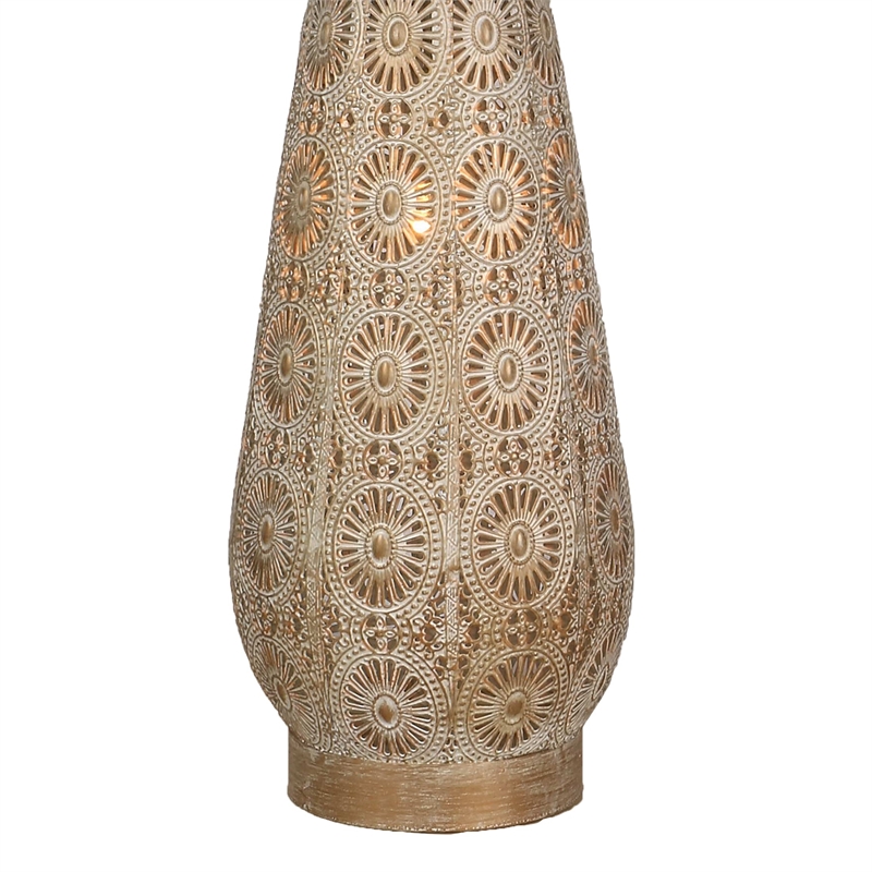 Celestial Carve Laser Cut Metal Table Lamp with Night Light - Contemporary