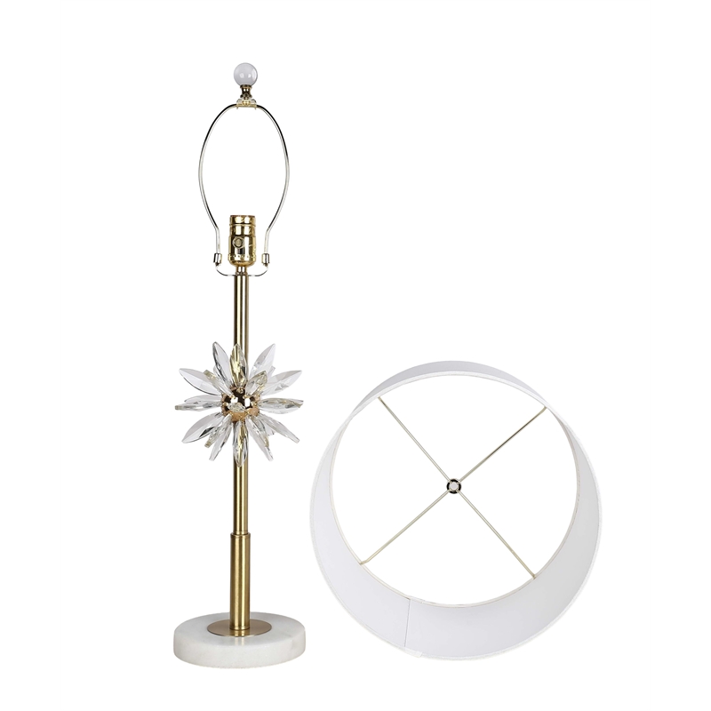 Crystal Bloom Table Lamp - White Marble Clear Crystal & Soft Gold