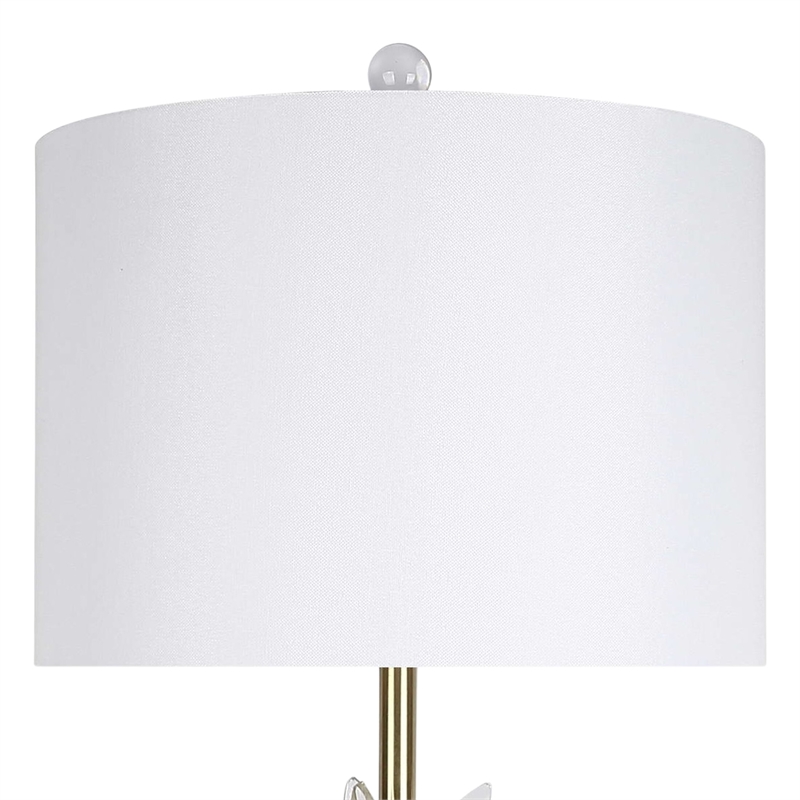 Crystal Bloom Table Lamp - White Marble Clear Crystal & Soft Gold