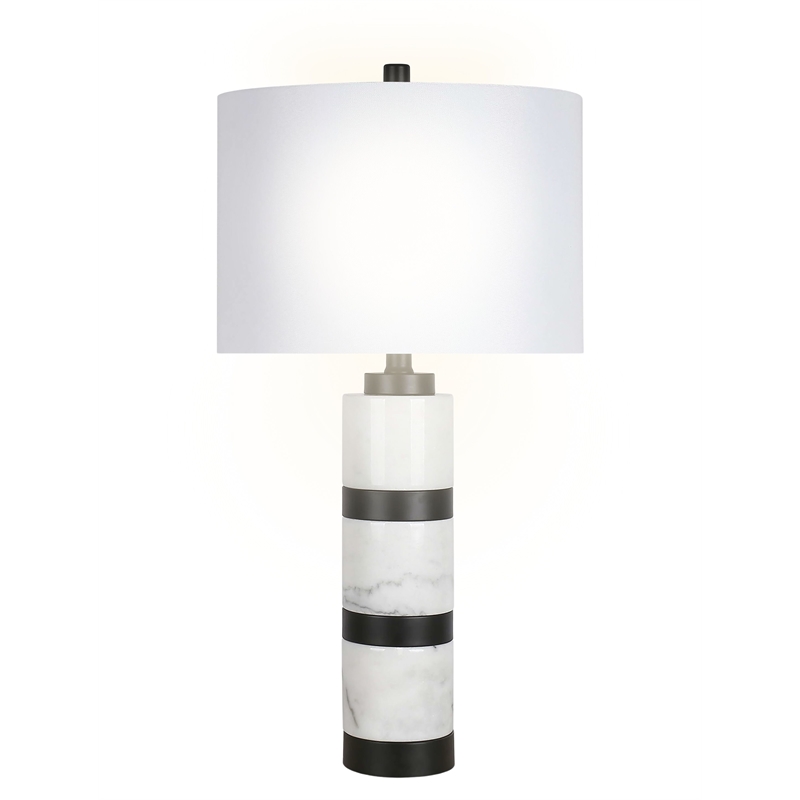 Marble Harmony Table Lamp - White Marble & Matte Black - Modern