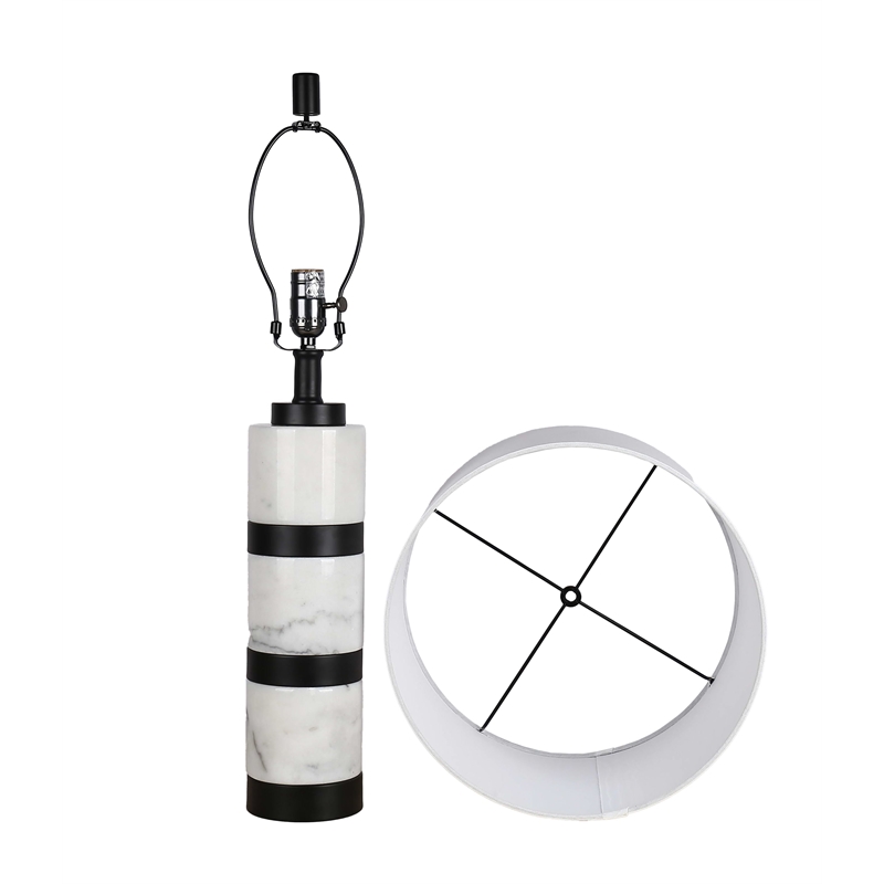Marble Harmony Table Lamp - White Marble & Matte Black - Modern