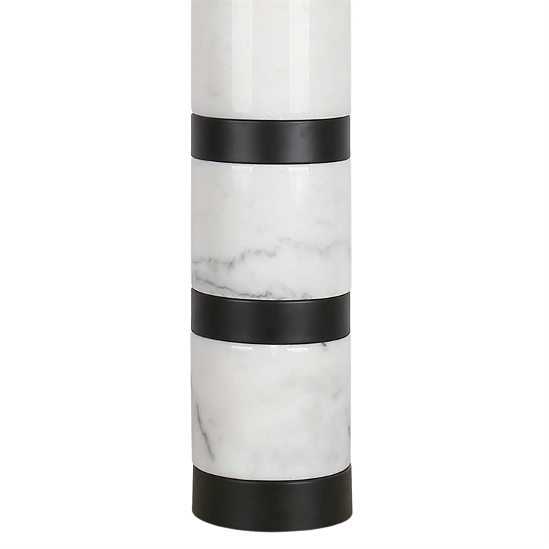 Marble Harmony Table Lamp - White Marble & Matte Black - Modern