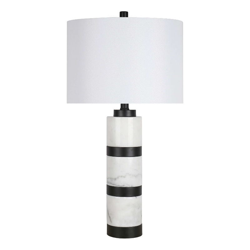 Marble Harmony Table Lamp - White Marble & Matte Black - Modern