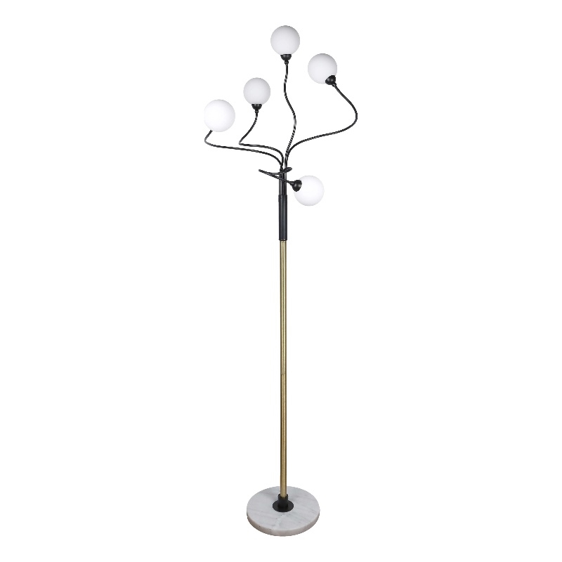 Celestial Branch Floor Lamp - White Marble - Matte Black & Soft Gold