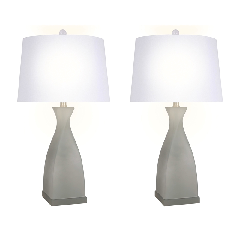 Sage Elegance Art Glass Table Lamp - Frosted Sage Green & Frosted Crystal