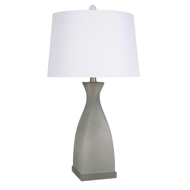 Sage Elegance Art Glass Table Lamp - Frosted Sage Green & Frosted Crystal