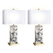 Alabaster Mosaic Table Lamp - Soft Gold - Natural Alabaster - Metal