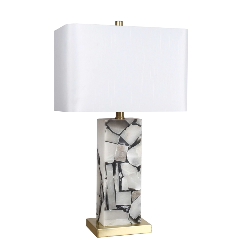 Alabaster Mosaic Table Lamp - Soft Gold - Natural Alabaster - Metal