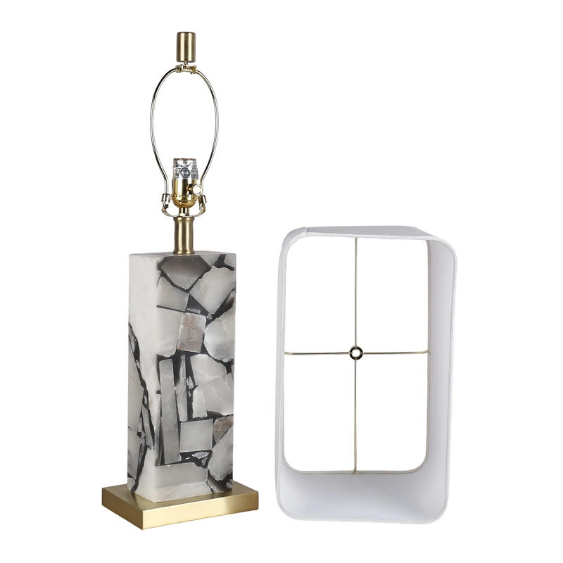 Alabaster Mosaic Table Lamp - Soft Gold - Natural Alabaster - Metal