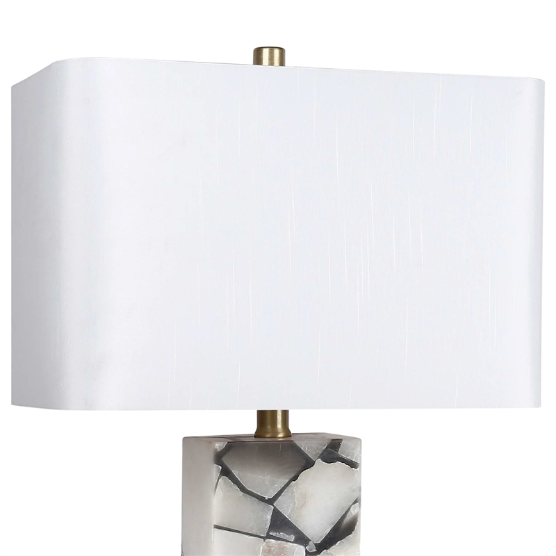 Alabaster Mosaic Table Lamp - Soft Gold - Natural Alabaster - Metal