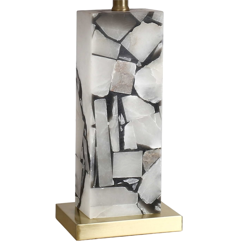 Alabaster Mosaic Table Lamp - Soft Gold - Natural Alabaster - Metal