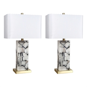 Alabaster Mosaic Table Lamp - Soft Gold - Natural Alabaster - Metal
