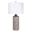 Geometric Harmony Ceramic Table Lamp - Brown & White - Set of 2 - Metal