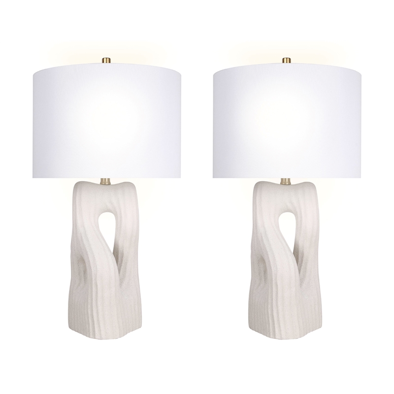Eclipse Harmony Ceramic Table Lamp - White Rock - Set of 2 - Metal