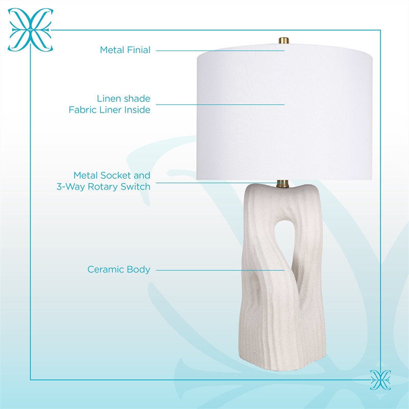 Eclipse Harmony Ceramic Table Lamp - White Rock - Set of 2 - Metal