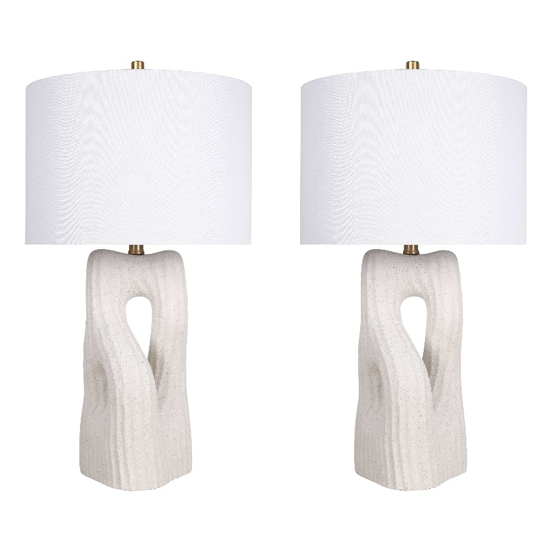 Eclipse Harmony Ceramic Table Lamp - White Rock - Set of 2 - Metal