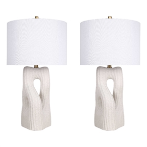 Eclipse Harmony Ceramic Table Lamp - White Rock - Set of 2 - Metal