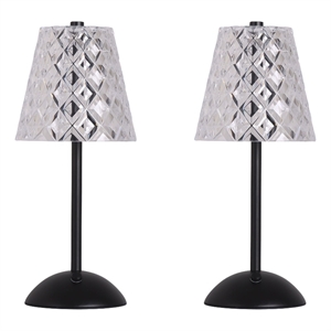 Crystal Radiance Rechargeable LED Metal Table Lamp - Matte Black & Clear