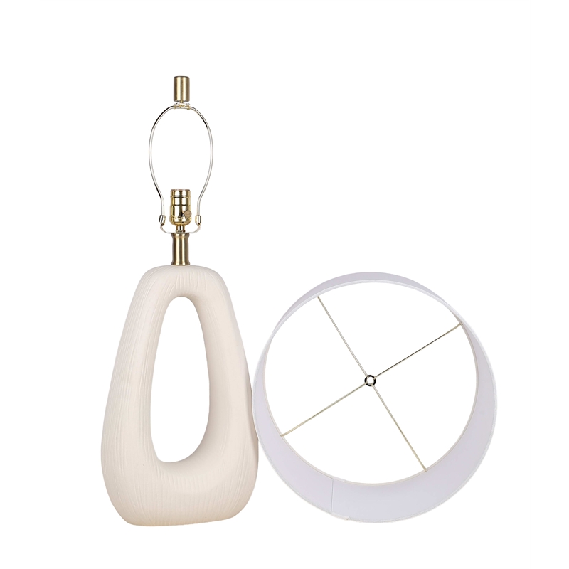 Serenity Loop Ceramic Table Lamp - Textured White - Set of 2 - Metal