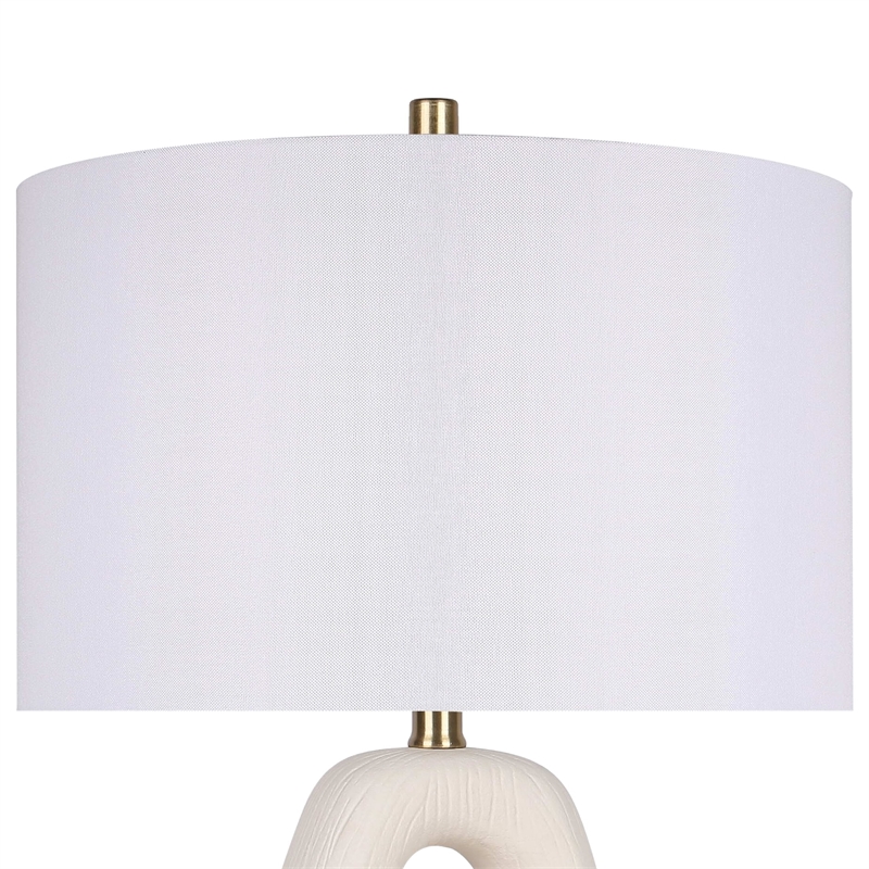 Serenity Loop Ceramic Table Lamp - Textured White - Set of 2 - Metal