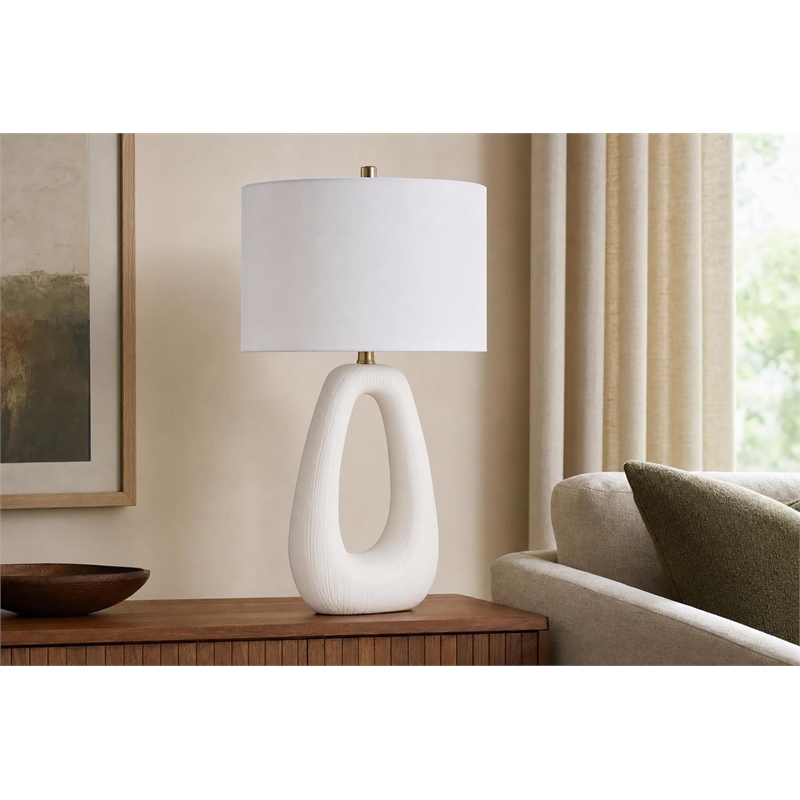 Serenity Loop Ceramic Table Lamp - Textured White - Set of 2 - Metal