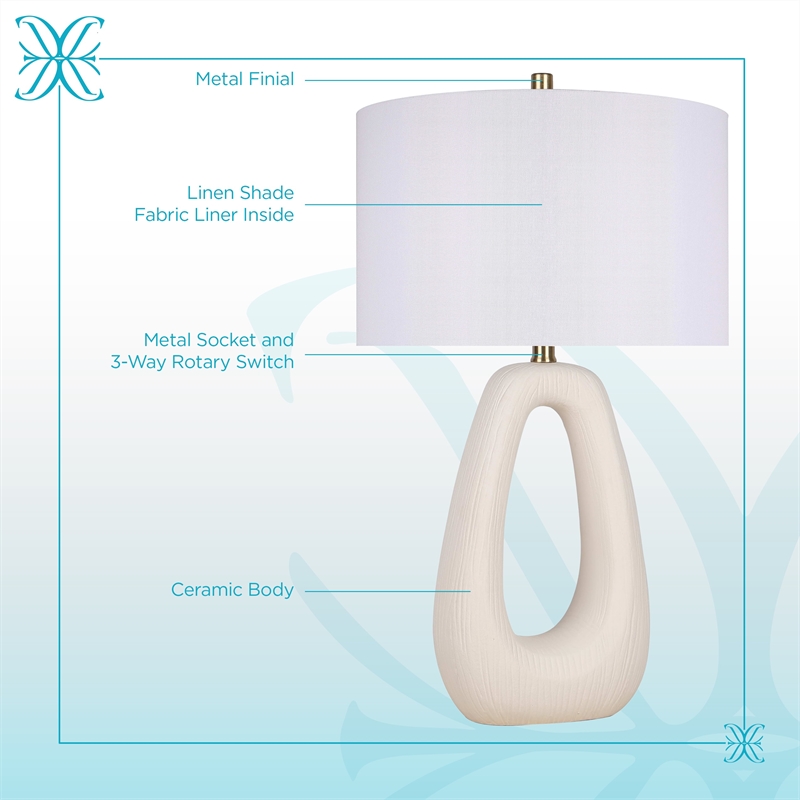 Serenity Loop Ceramic Table Lamp - Textured White - Set of 2 - Metal