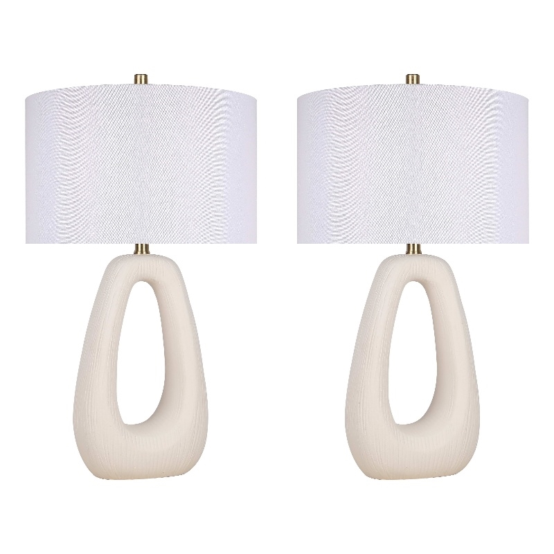 Serenity Loop Ceramic Table Lamp - Textured White - Set of 2 - Metal