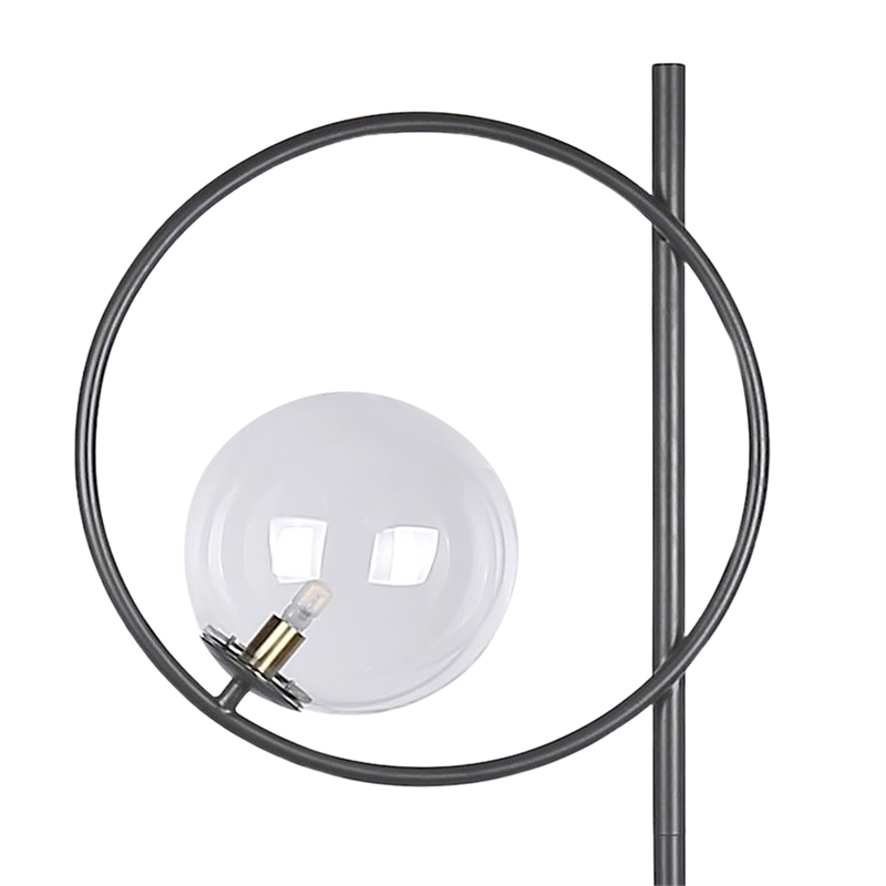 Glass Orbs Metal Floor Lamp - Matte Black & Soft Gold - Clear Glass