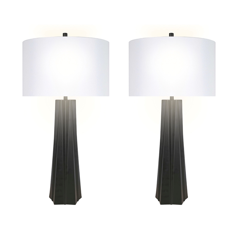 Obsidian Glo Metal Table Lamp - Matte Black - Set of 2 - Modern