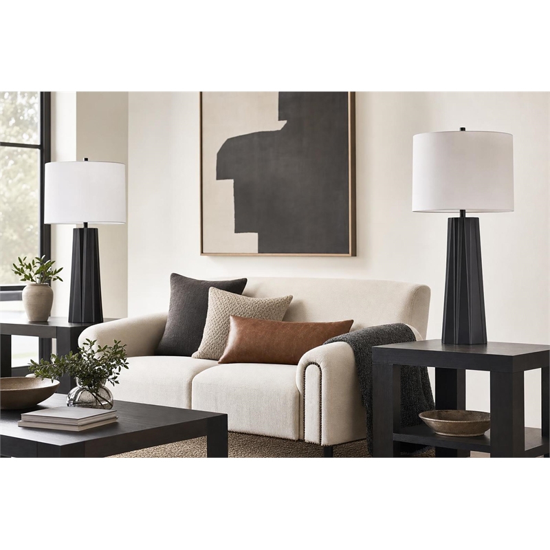 Obsidian Glo Metal Table Lamp - Matte Black - Set of 2 - Modern