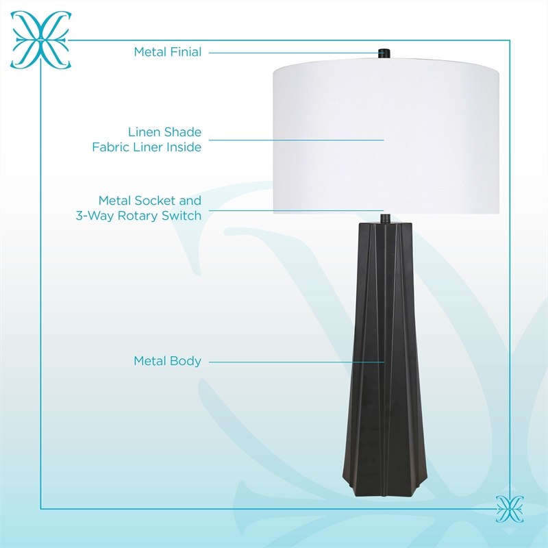 Obsidian Glo Metal Table Lamp - Matte Black - Set of 2 - Modern