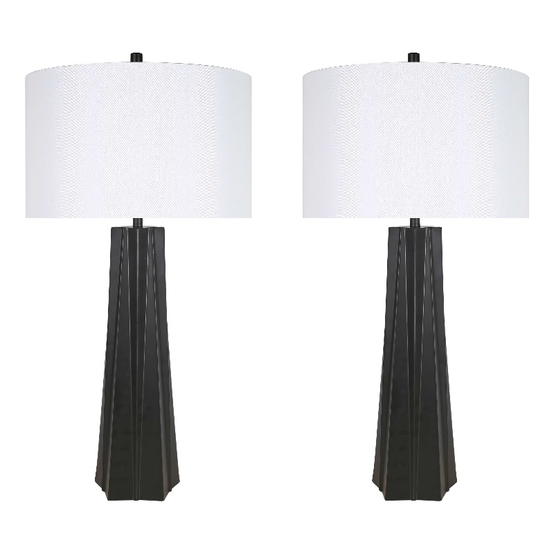 Obsidian Glo Metal Table Lamp - Matte Black - Set of 2 - Modern