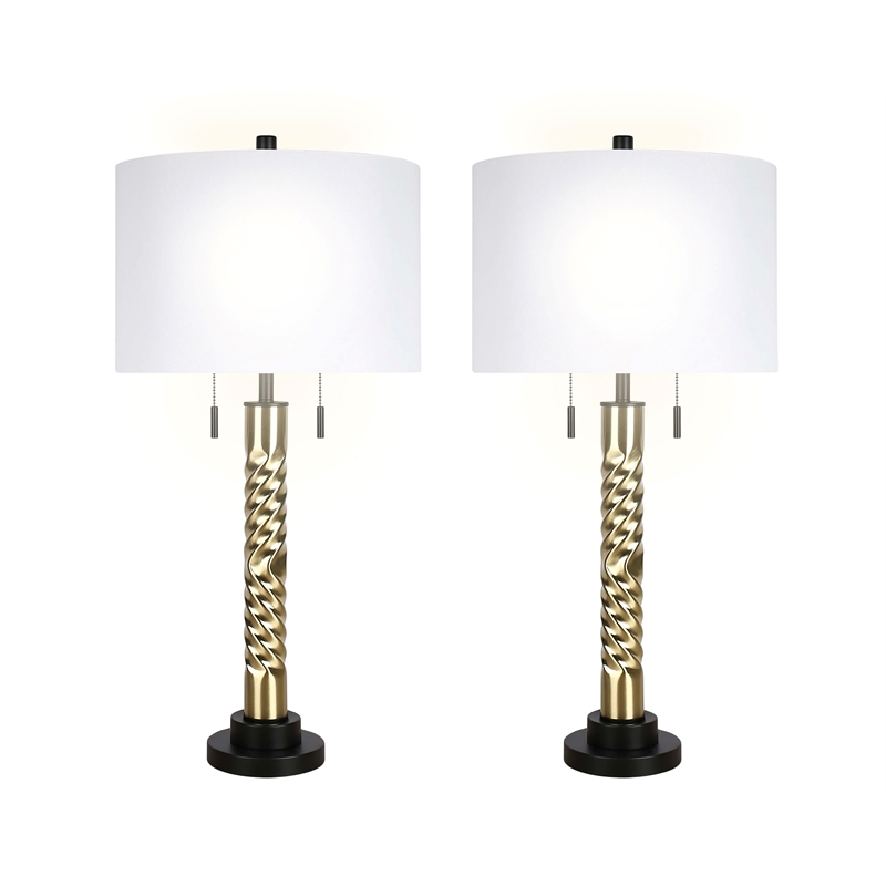 Twist Elegance Metal Table Lamp - Matte Black & Soft Gold - Set of 2