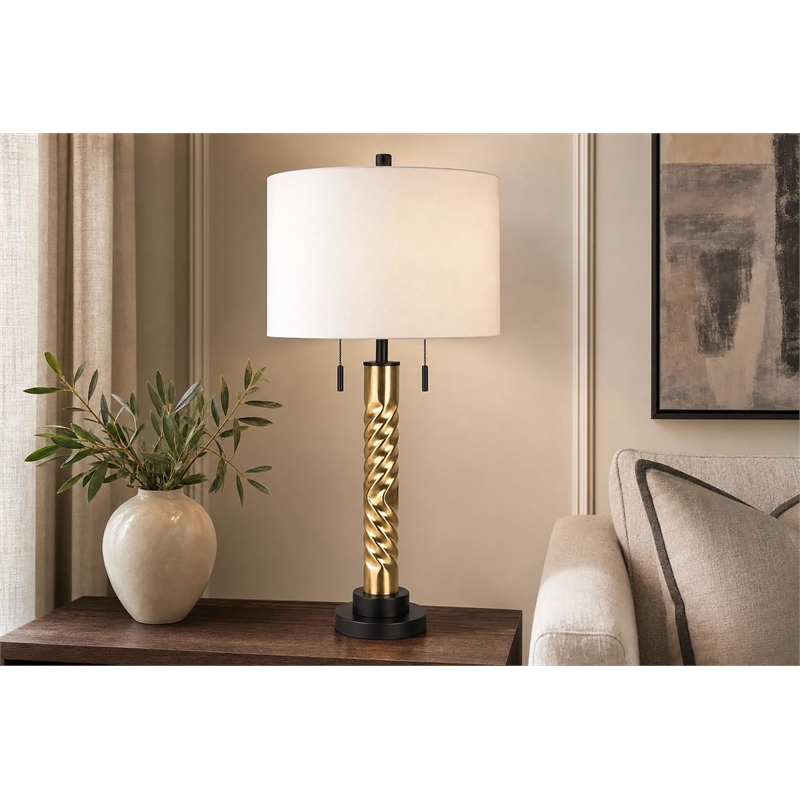 Twist Elegance Metal Table Lamp - Matte Black & Soft Gold - Set of 2