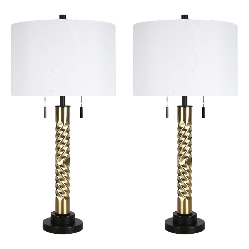Twist Elegance Metal Table Lamp - Matte Black & Soft Gold - Set of 2
