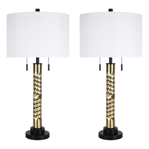 Twist Elegance Metal Table Lamp - Matte Black & Soft Gold - Set of 2