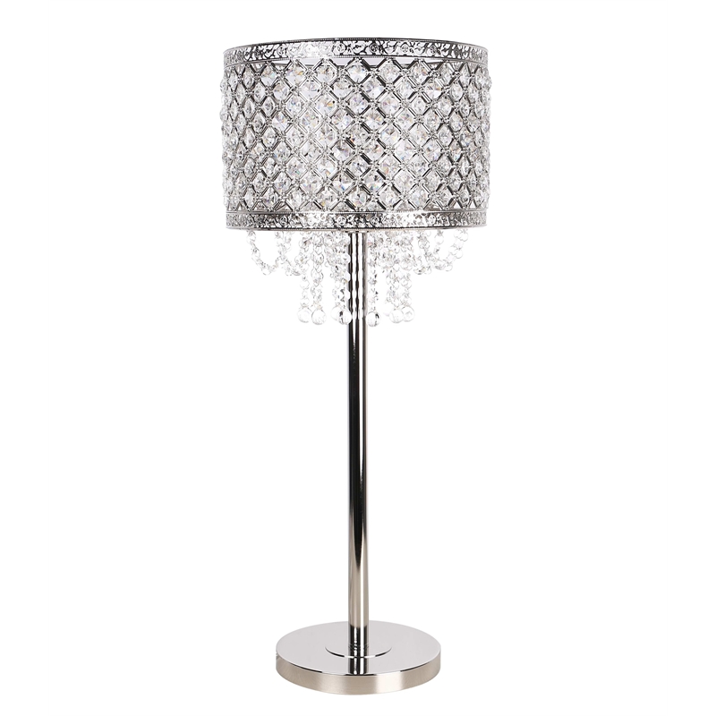 Crystal Elegance Metal Table Lamp - Polished Nickel - Living Room Lighting