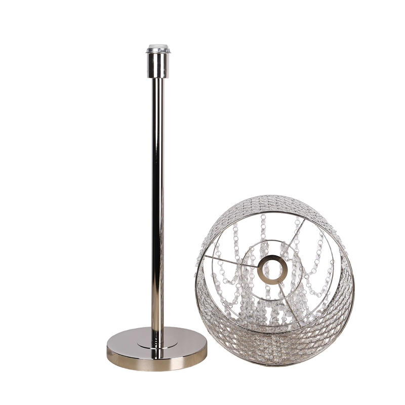 Crystal Elegance Metal Table Lamp - Polished Nickel - Living Room Lighting