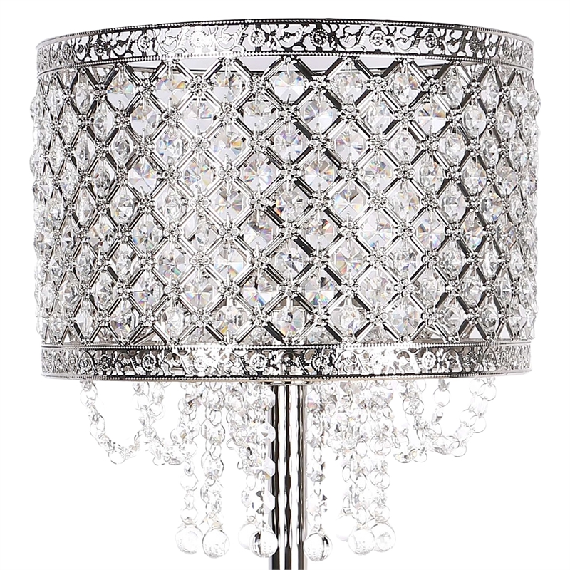 Crystal Elegance Metal Table Lamp - Polished Nickel - Living Room Lighting