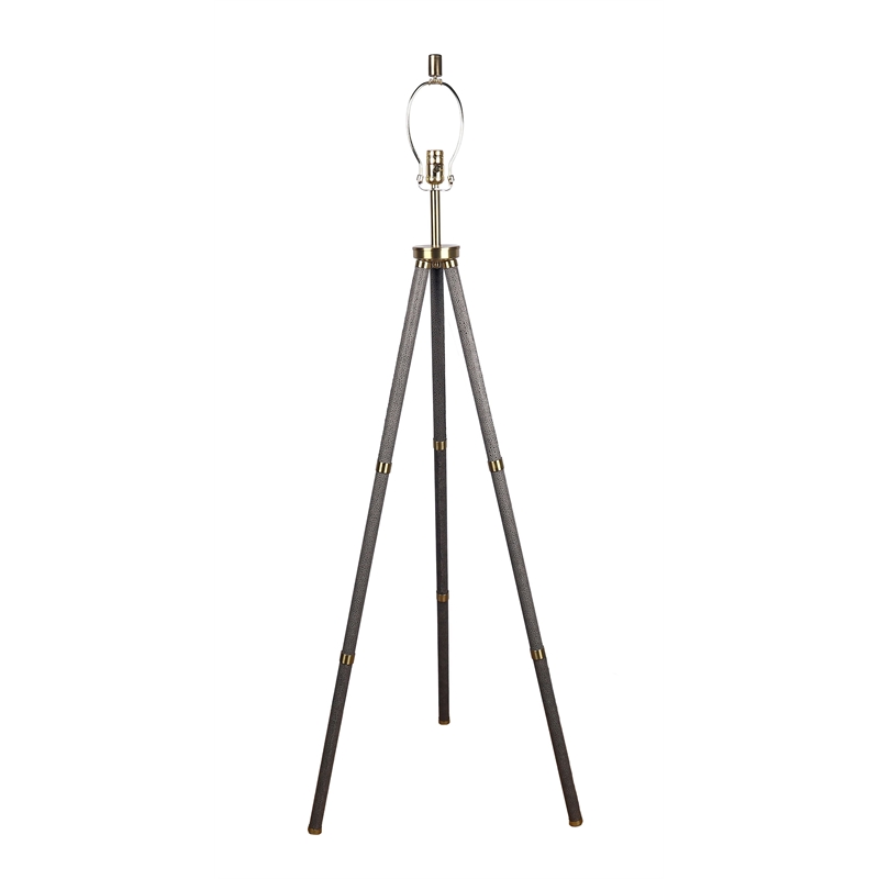 Luxe Tripod Elegance Faux Leather Wrap Floor Lamp - Metal - Modern