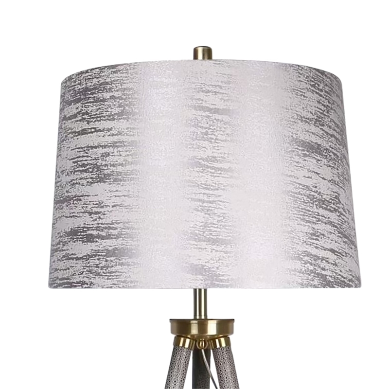 Luxe Tripod Elegance Faux Leather Wrap Floor Lamp - Metal - Modern