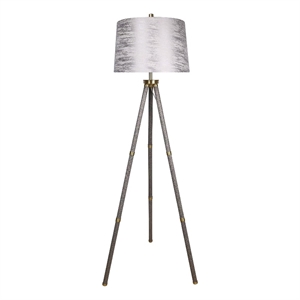 Luxe Tripod Elegance Faux Leather Wrap Floor Lamp - Metal - Modern