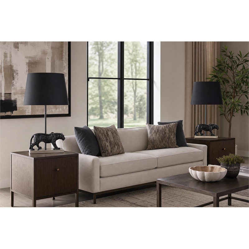 Panther Noir Polyresin Table Lamp - Black & Polished Nickel - Metal