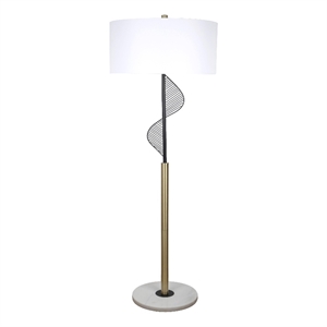 Spiral Radiance I - 64&quot x 16&quot - Metal & Marble Floor Lamp - Matte Black